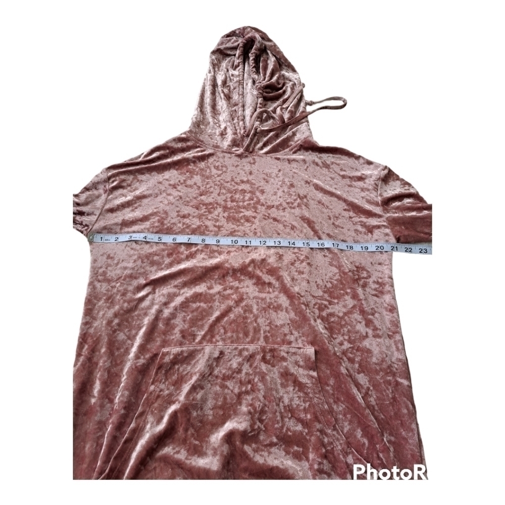 Cabin Fever comfort pink velvet hoodie pullover velvet top sweater dusty pink - Picture 16 of 16